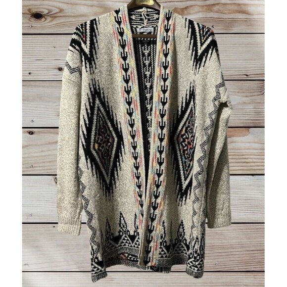 Desheng Cardigan Sweater Size Measurement Photos Cream Aztec/Western Open - Picture 1 of 9